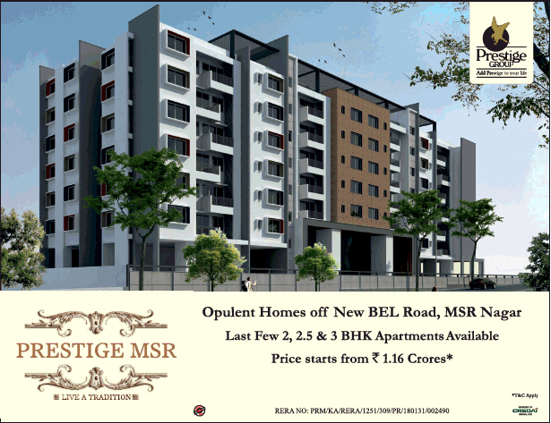 Last few 2, 2.5 and 3 BHK apartments available at Prestige MSR Bangalore Update